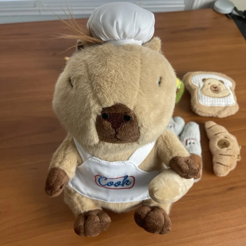 Capybara Plush Gifts Set for Kids Cute Chef-Themed Stuffed‎ Toys W/ Mug Keychain